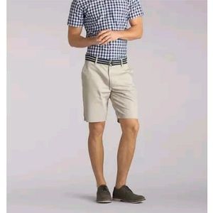 Lee Walker Khaki Belted Stretch Flat Front Shorts